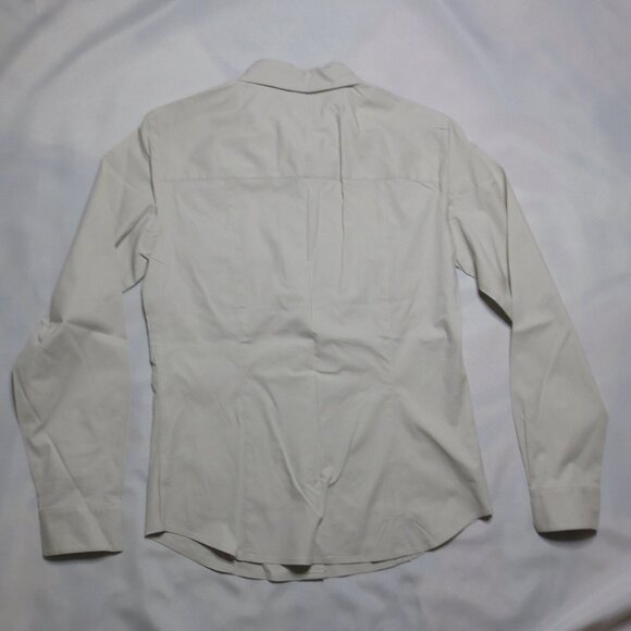 ANN TAYLOR womens BLOUSE ecru DRESS shirt STRETCH light gray CAREER SIZE 6 - Picture 9 of 9
